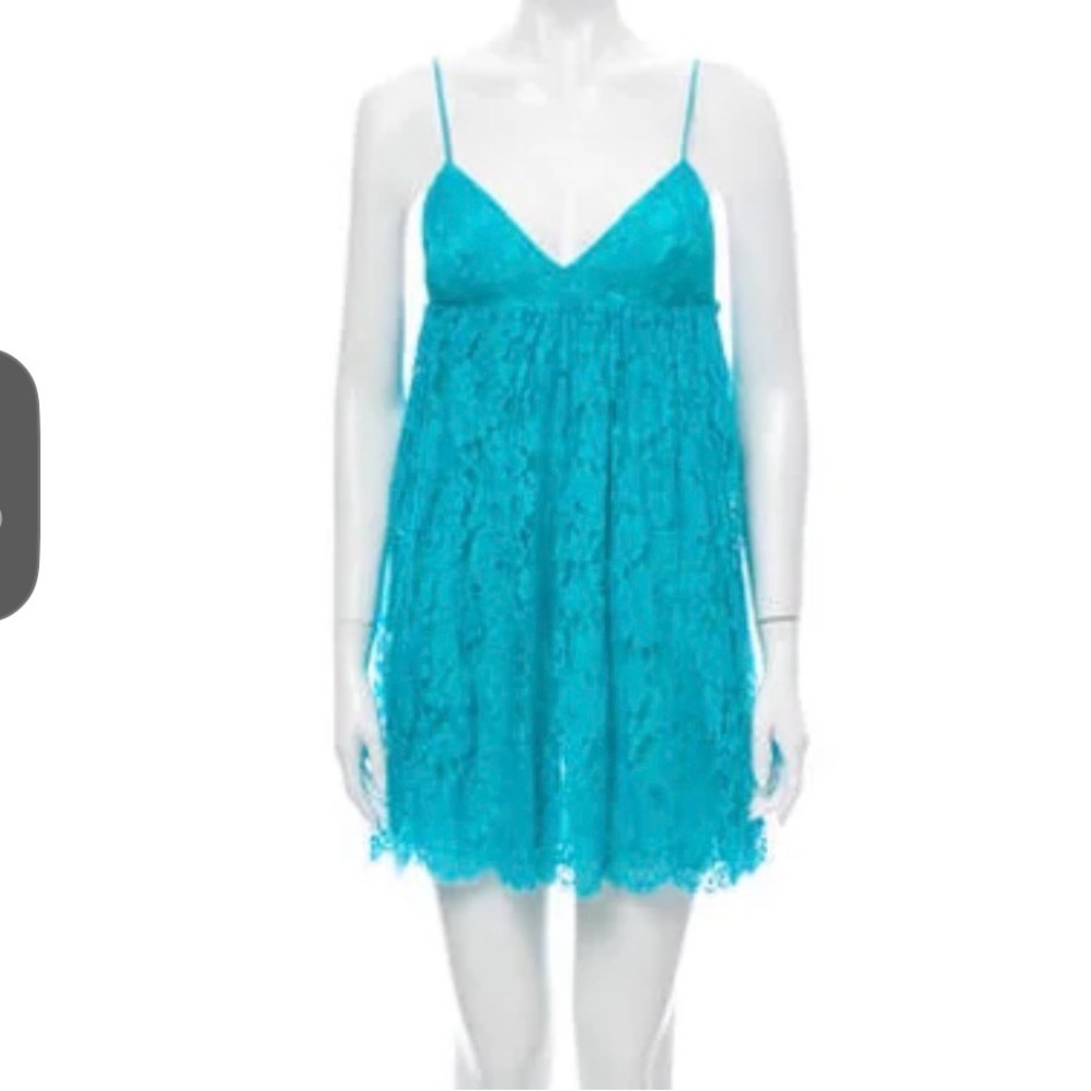Michael Kors Collection Aqua Lace Mini Dress